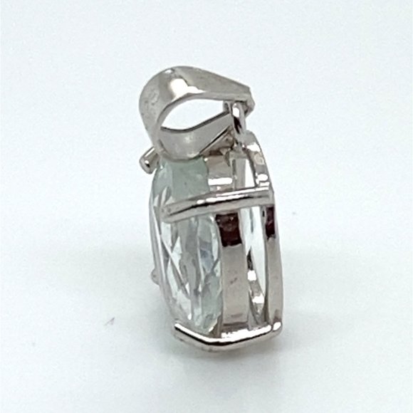 Aquamarine 1.90ct White Gold Finish Solid 925 Sterling Silver Pendant - Picture 3 of 6